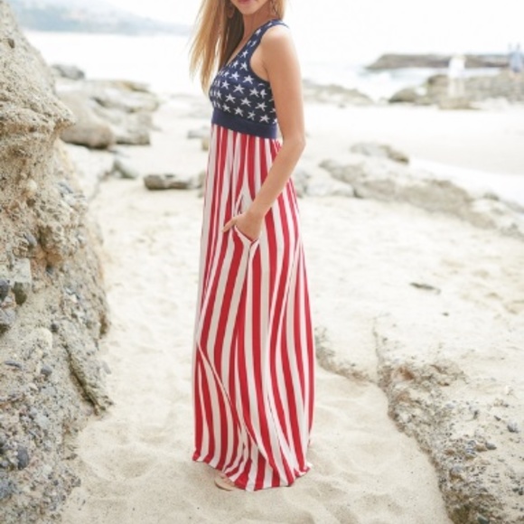 ***Last Ones*** Savannah American Flag Maxi Dress - Picture 3 of 5